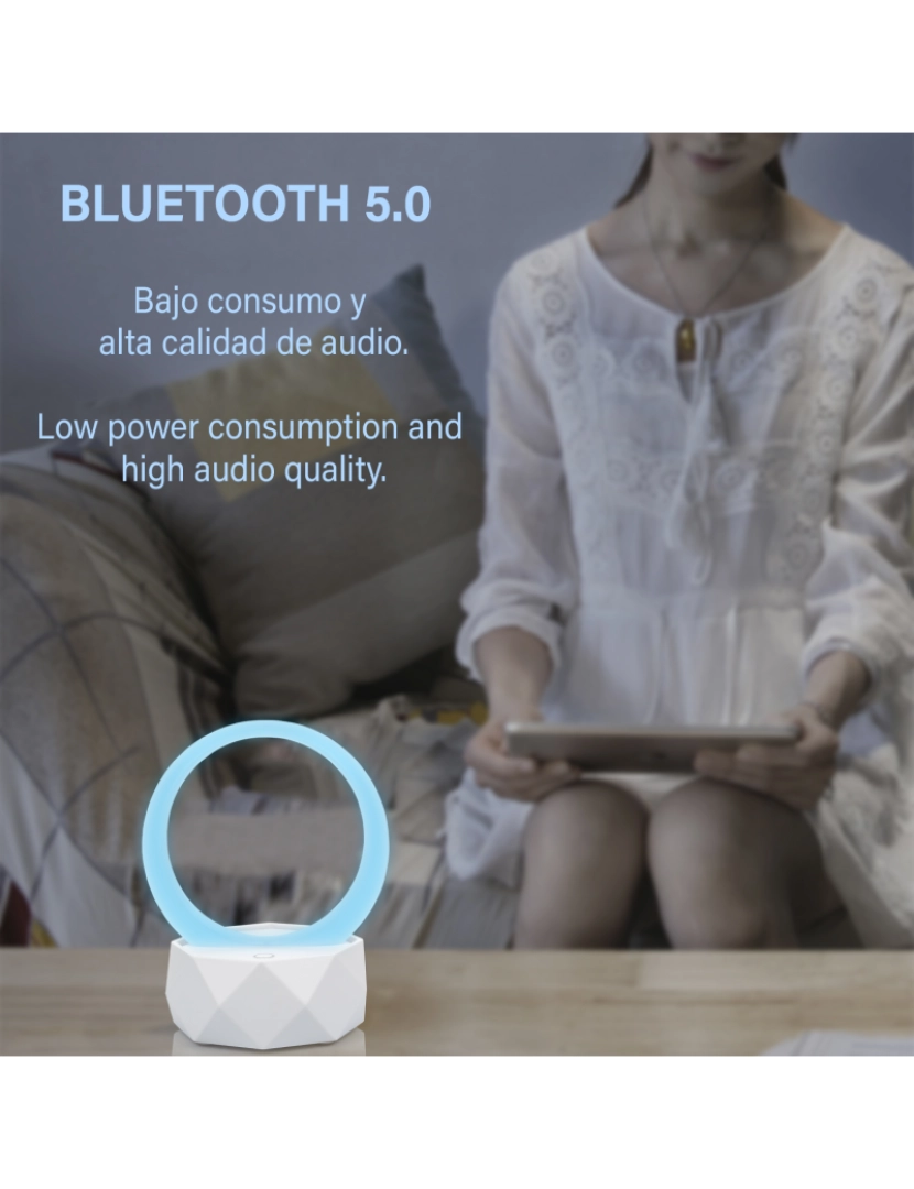 imagem de DAM. Alto-falante Bluetooth 5.0 Y1, com anel de luz ambiente LED RGB.5