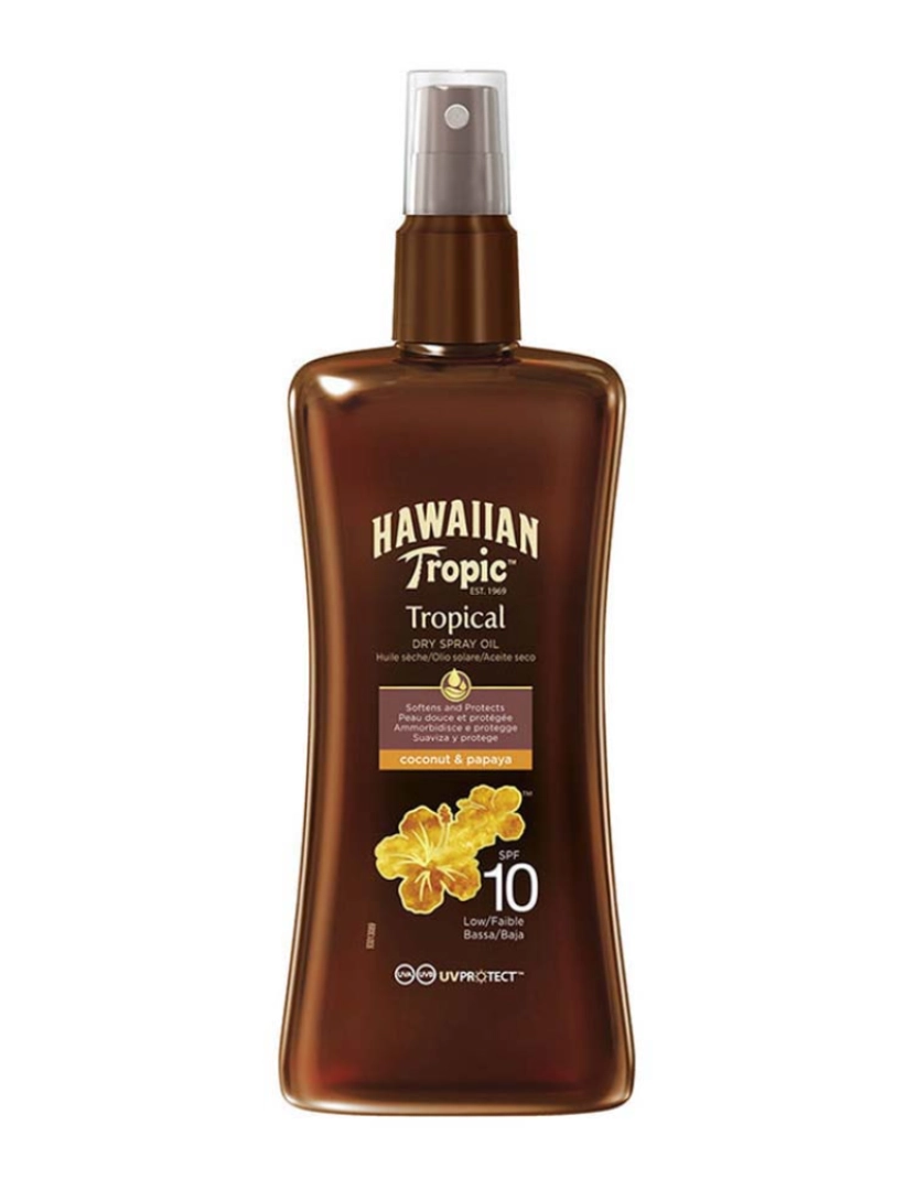 Hawaiian Tropic - Oléo Seco Côco e Papaia Spray Spf10 200 Ml