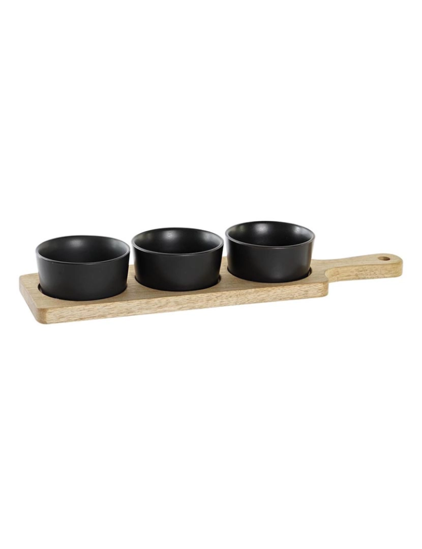 DKD Home - bandeja de aperitivos DKD Home Decor Preto Natural Acácia Grés 38 x 10 x 5,2 cm