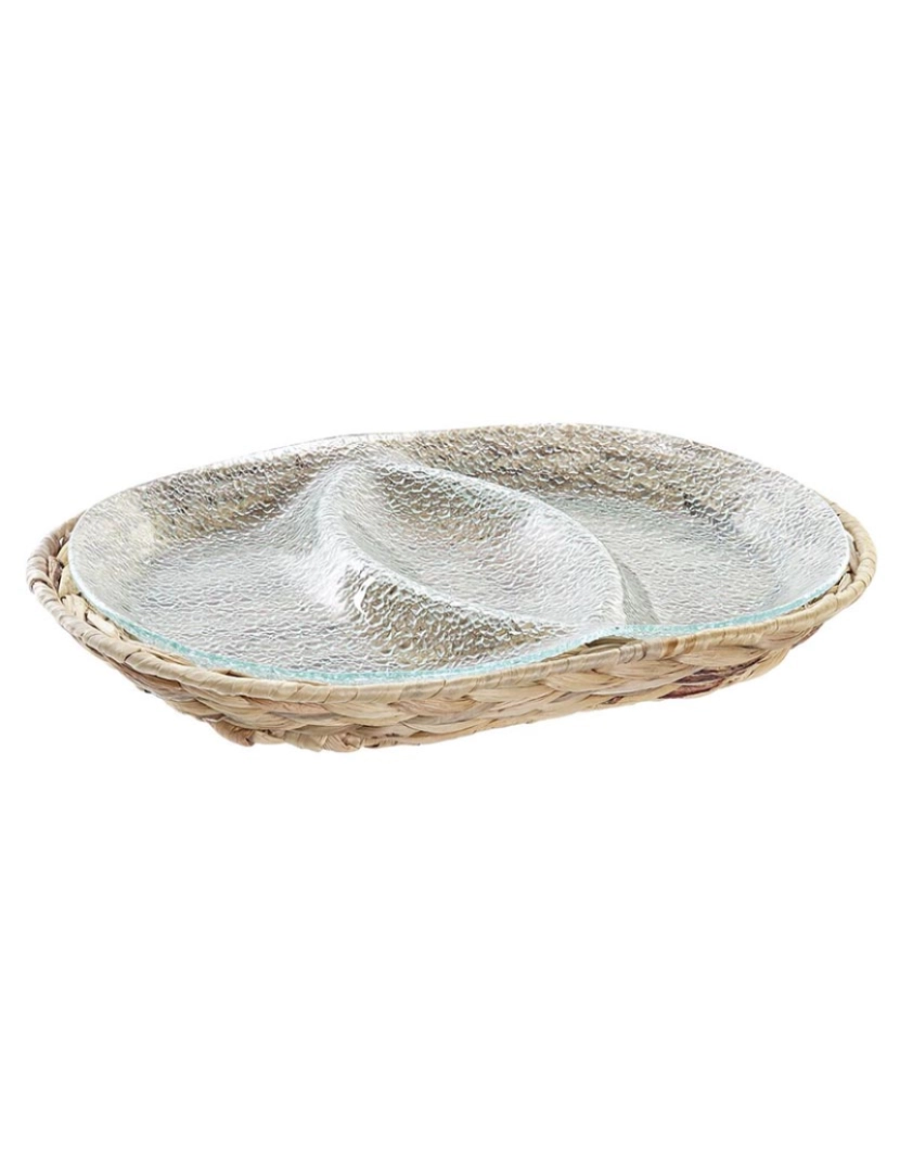 DKD Home - bandeja de aperitivos DKD Home Decor 38 x 25 x 4 cm Cristal Natural Transparente