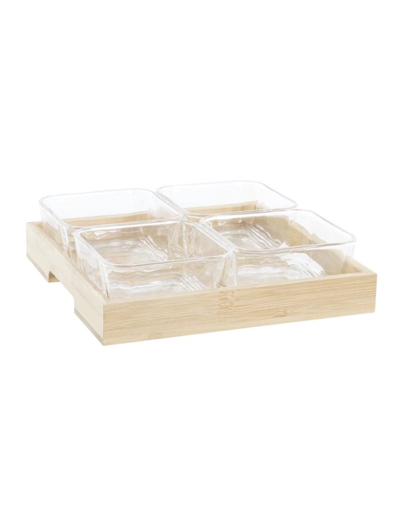 DKD Home - bandeja de aperitivos DKD Home Decor 21 x 21 x 6 cm Cristal Natural 280 ml