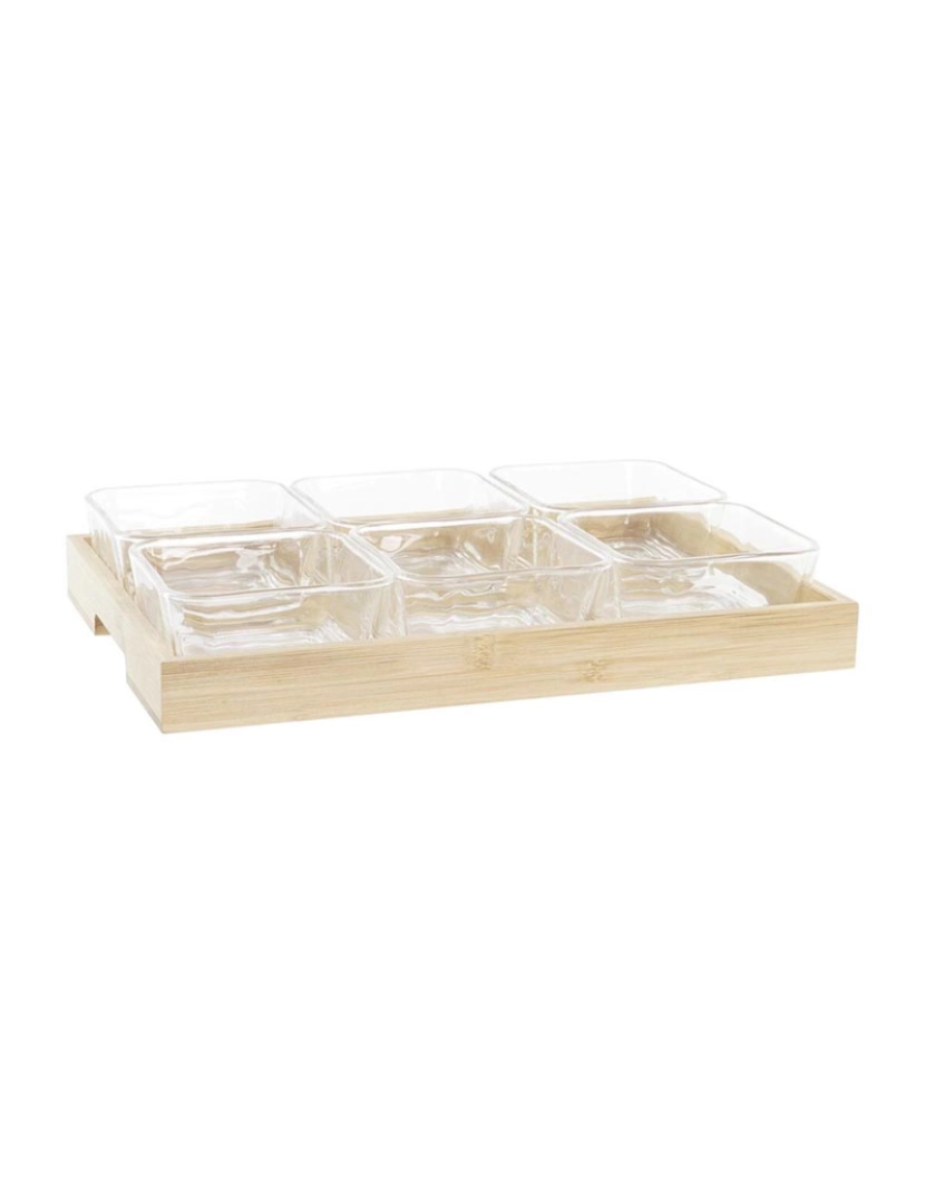 DKD Home - bandeja de aperitivos DKD Home Decor 32 x 21 x 6 cm Cristal Natural 280 ml