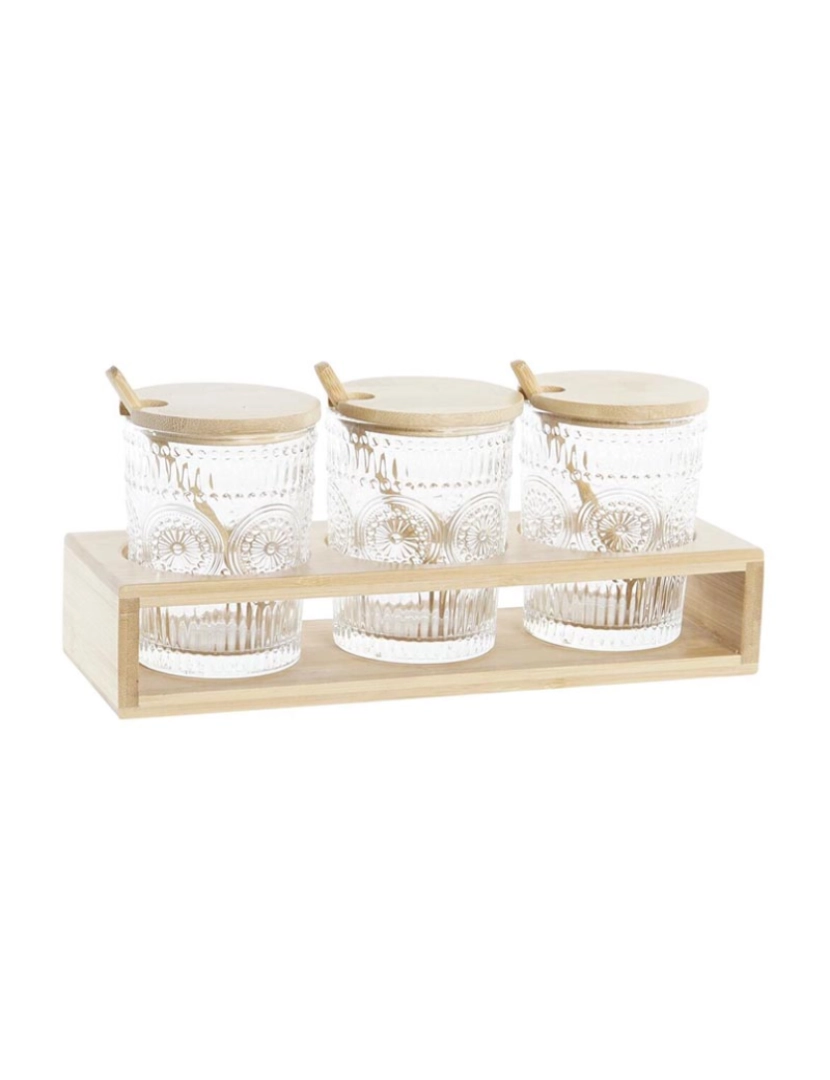 DKD Home - Açucareiro DKD Home Decor 28 x 10 x 13,5 cm Cristal Natural Transparente 300 ml Vidro de Borosilicato