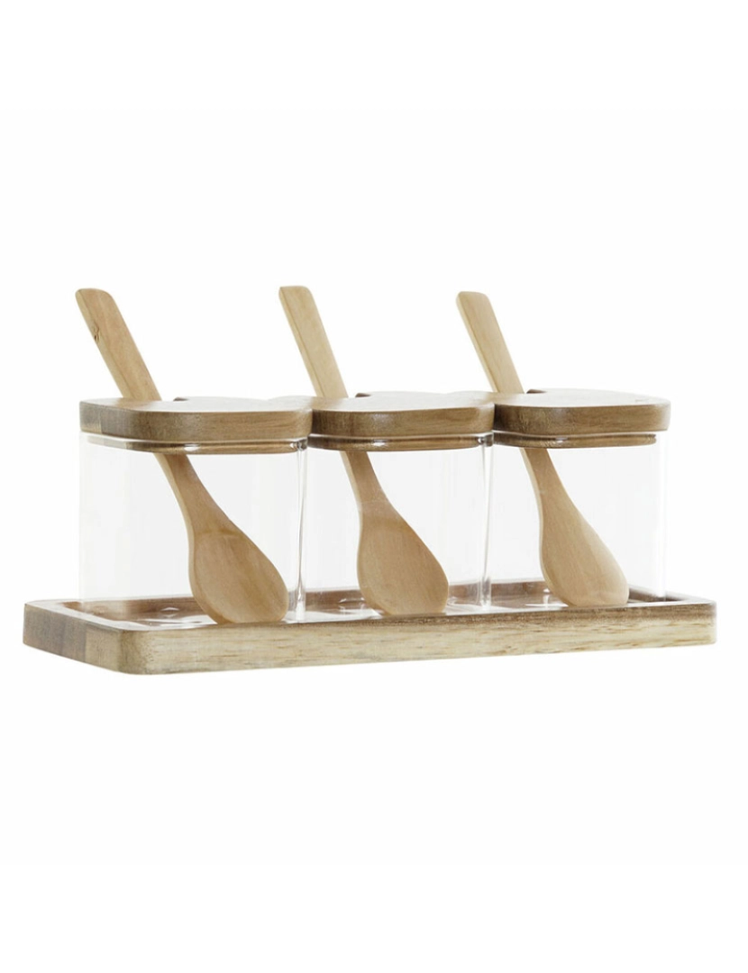 DKD Home - Conjunto de 3 Potes DKD Home Decor Multicolor Transparente Natural 150 ml 20,5 x 8 x 1,5 cm