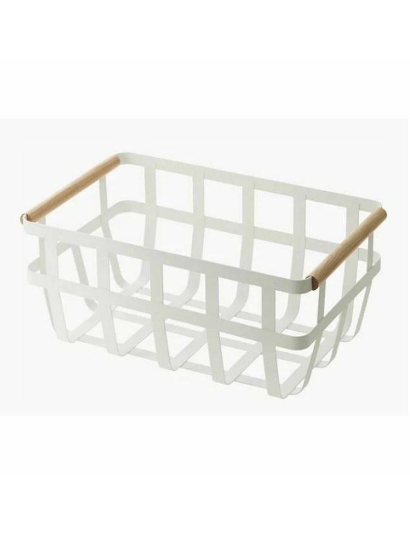 It - Cesta Multiusos DKD Home Decor Branco Natural Metal Pinheiro 36 x 22 x 15,5 cm