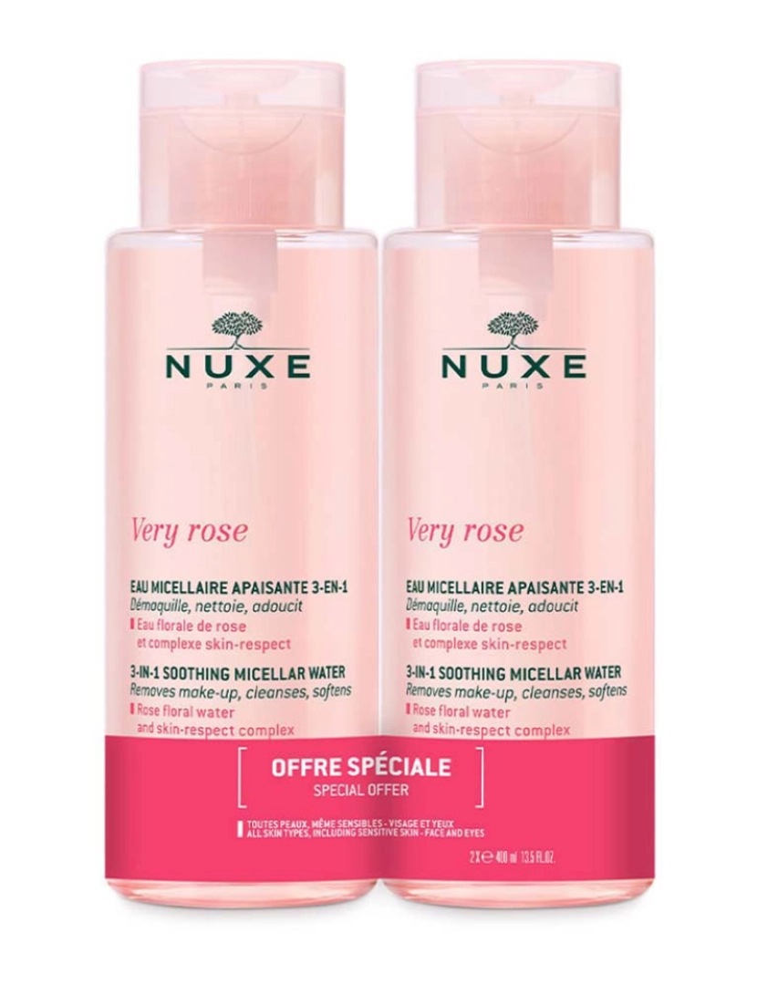 Nuxe - Nuxe Very Rose Água Micelar Desmaquilhante Hidratante 3 em 1 2x400ml