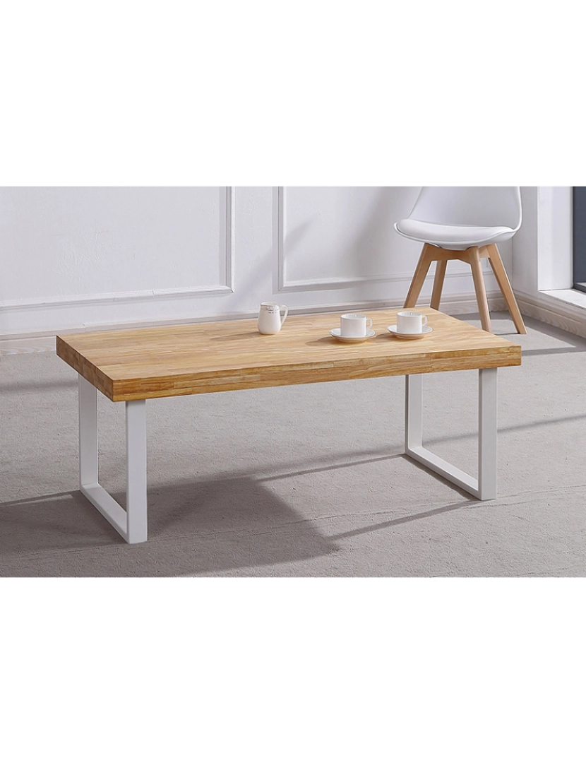 Duehome - MESA DE CENTRO CARVALHO NORDÊS NATURAL / BRANCO