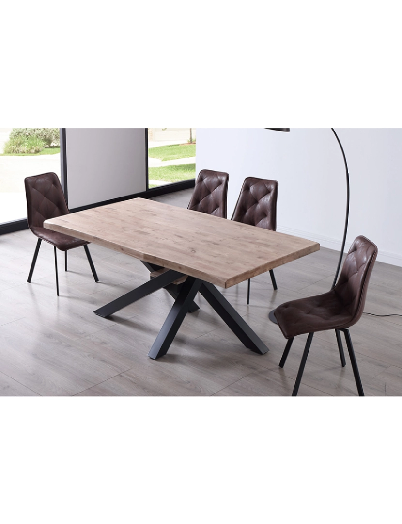 Duehome - MESA DE JANTAR FIXA XENA 180 HONEY OAK / TAMPO PRETO