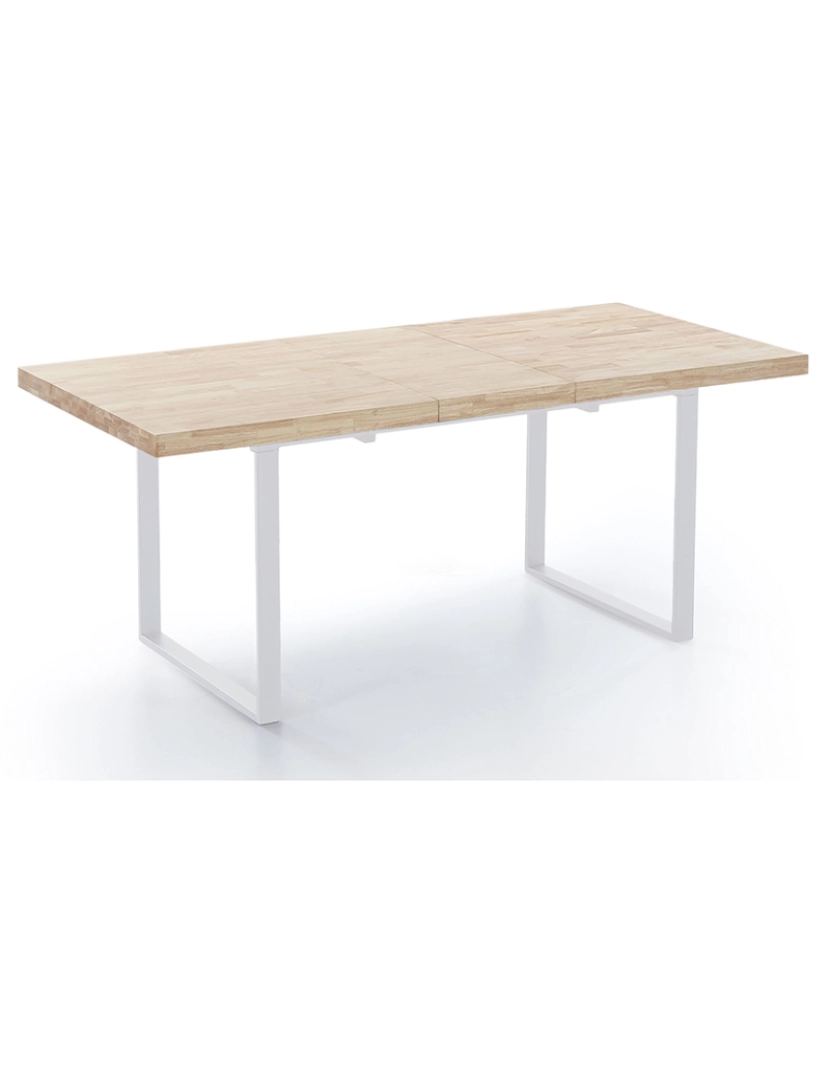 Duehome - MESA DE JANTAR EXTENSÍVEL NATURAL CARVALHO NÓRDICO / BRANCO