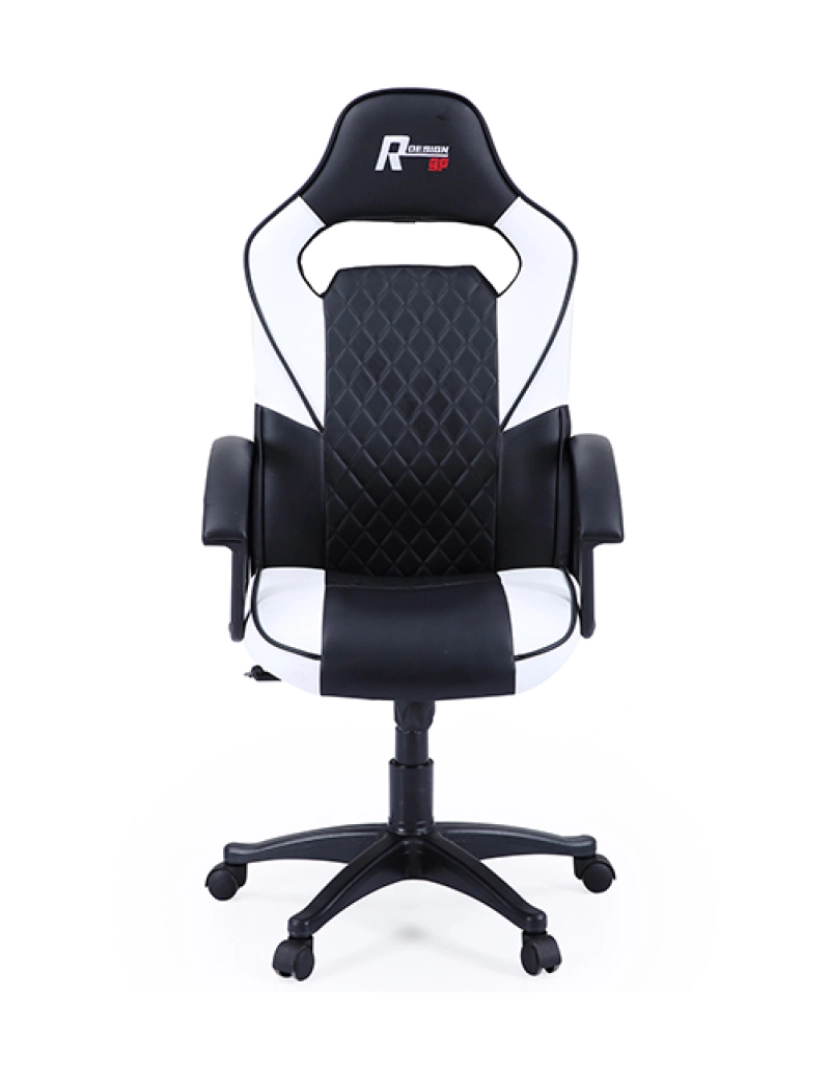 ADEC - POLTRONA GIRATÓRIA R-DESIGN COM ALTURA AJUSTÁVEL BRANCO - PRETO COMO COURO