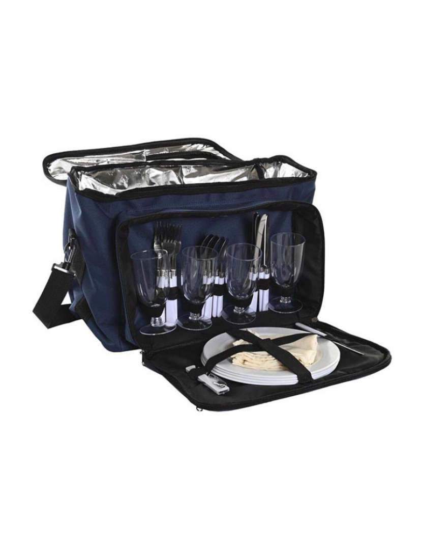 DKD Home Decor - Picnic Set Poliéster Azul Marinho