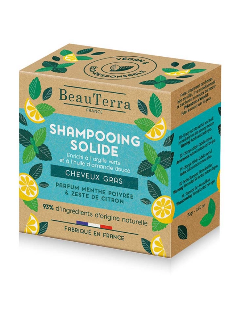 Beauterra - Solide Mint And Lemon Peel Shampoo 75 Gr