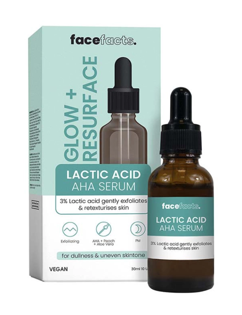 Face Facts  - Glow+ Resurface Lactic Acid Aha Serum 30 Ml