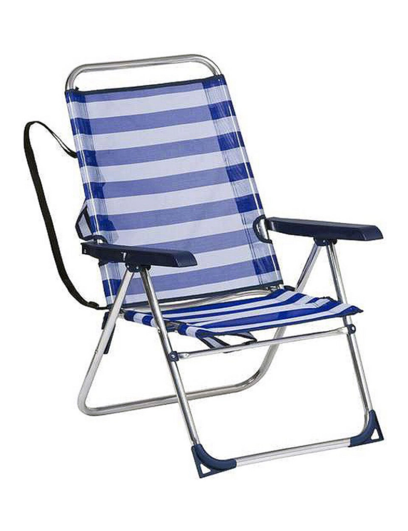 BB - Cadeira de Campismo Acolchoada Alco Alumínio Branco Azul Marinho Marinheiro