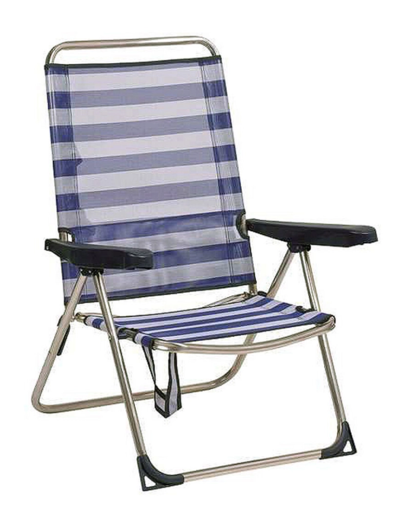 BB - Cadeira de Campismo Acolchoada Alco Alumínio Branco Azul Marinho Marinheiro