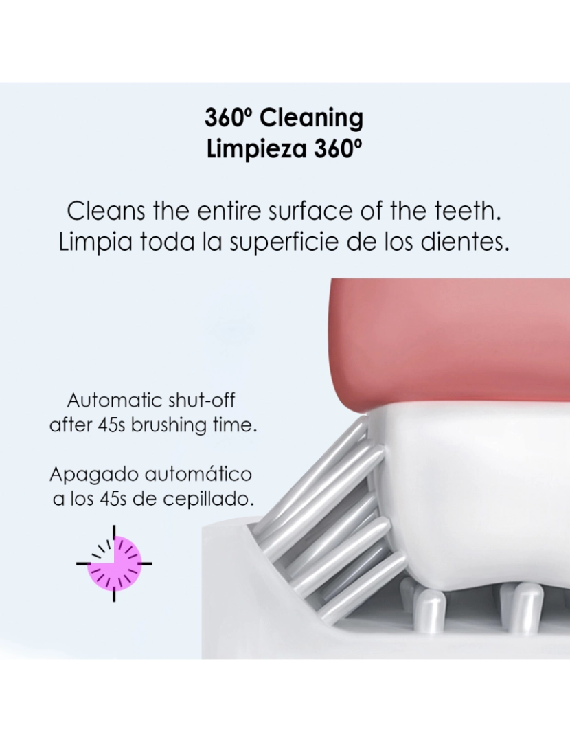 imagem de DAM. ET08 Escova de dentes infantil elétrica sônica em forma de U. 3 modos de escovação e luz esterilizante.3