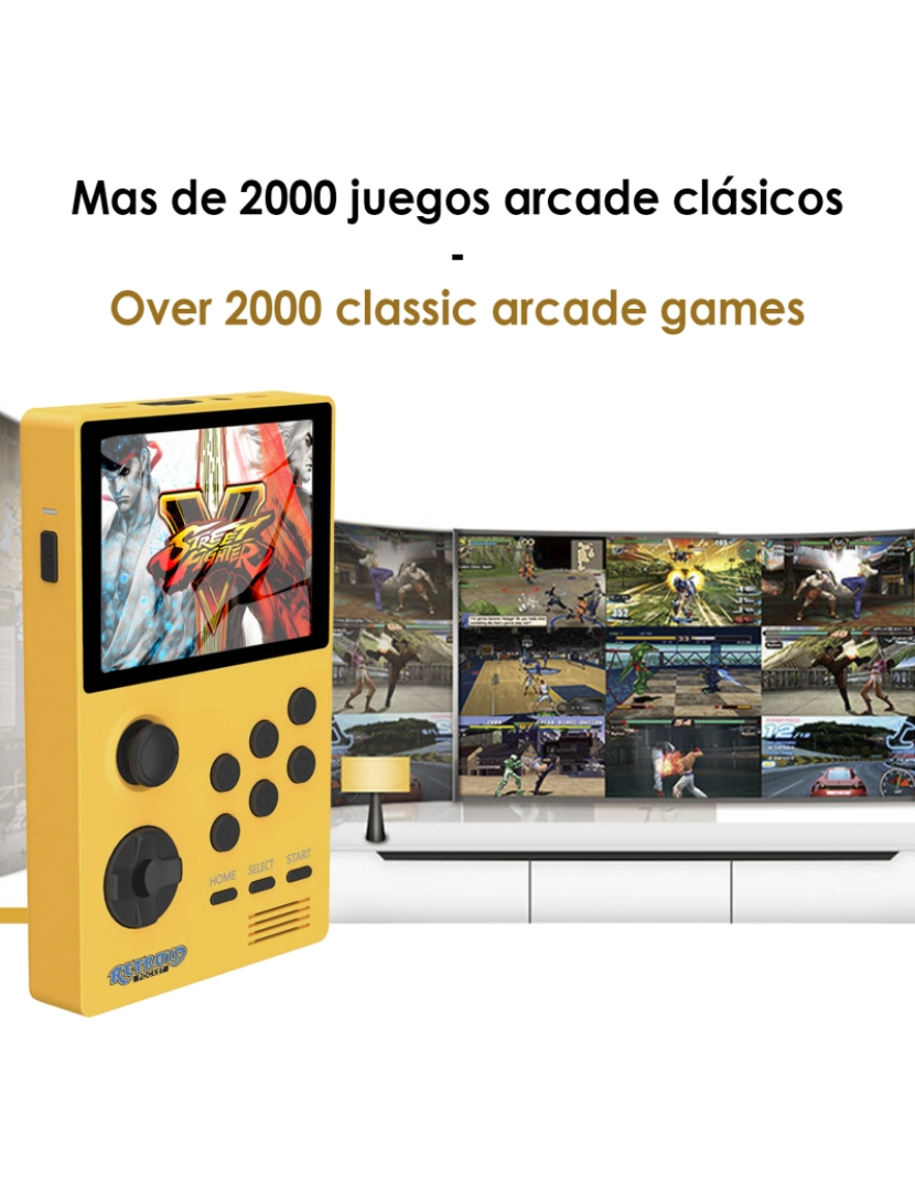 DAM. Consola de videojogos X7 com ecrã e 500 jogos de 8 bits