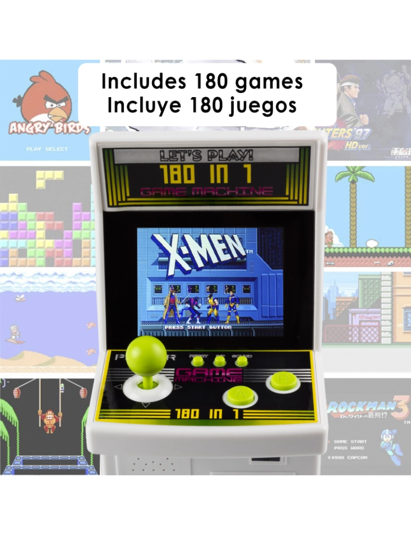 DAM. Consola de videojogos X7 com ecrã e 500 jogos de 8 bits