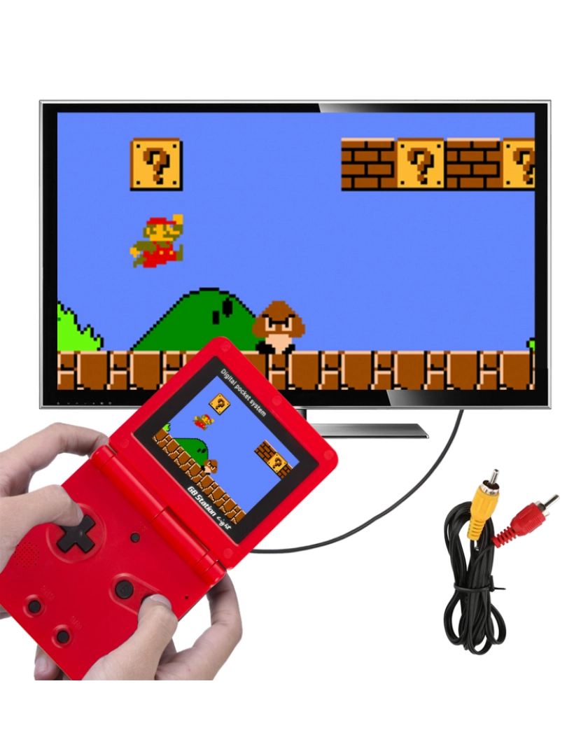 imagem de DAM. Console portátil retrô com 500 jogos de 8 bits e tela dobrável de 3 polegadas. Conexão de televisão.4
