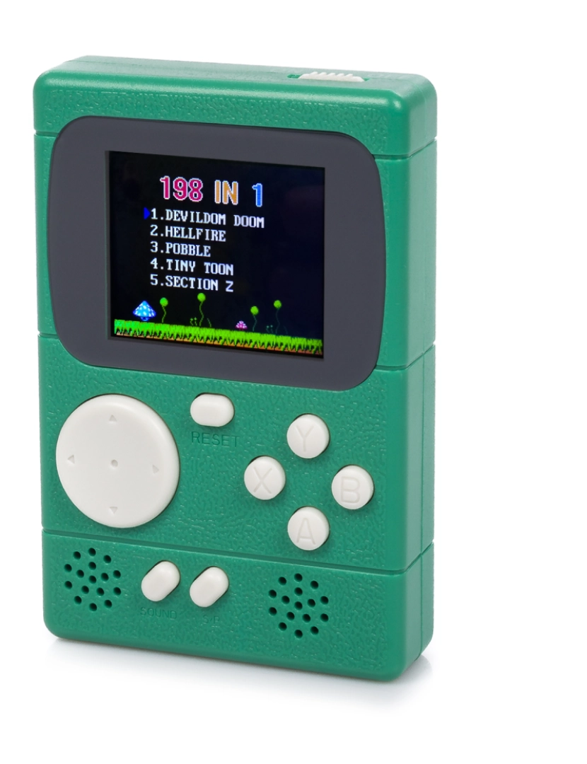 imagem de DAM. Mini console portátil Retro Pocket Player com 198 jogos de 8 bits, tela de 2 polegadas.1
