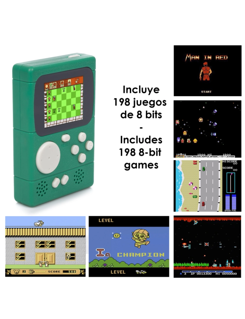 imagem de DAM. Mini console portátil Retro Pocket Player com 198 jogos de 8 bits, tela de 2 polegadas.2