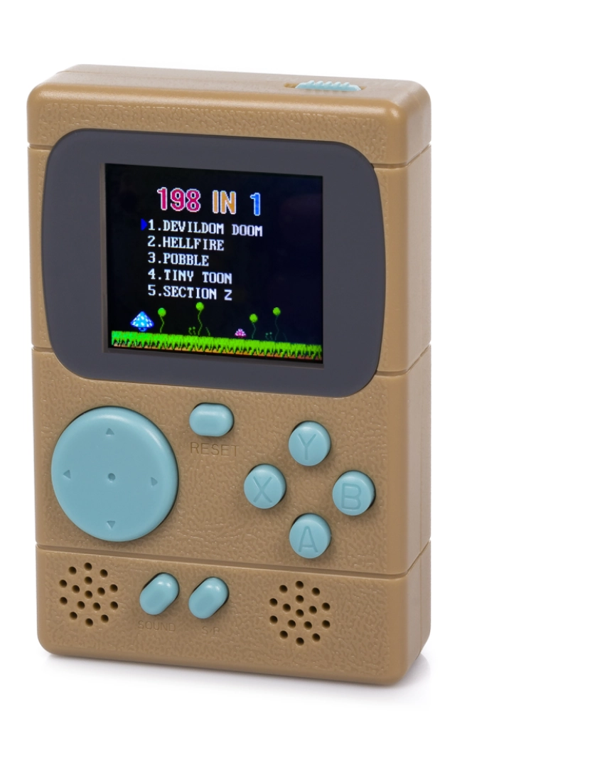 DAM - DAM. Mini console portátil Retro Pocket Player com 198 jogos de 8 bits, tela de 2 polegadas.