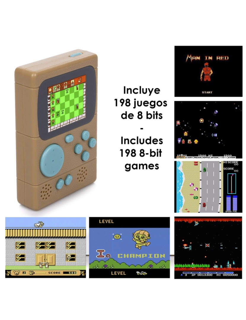 imagem de DAM. Mini console portátil Retro Pocket Player com 198 jogos de 8 bits, tela de 2 polegadas.2