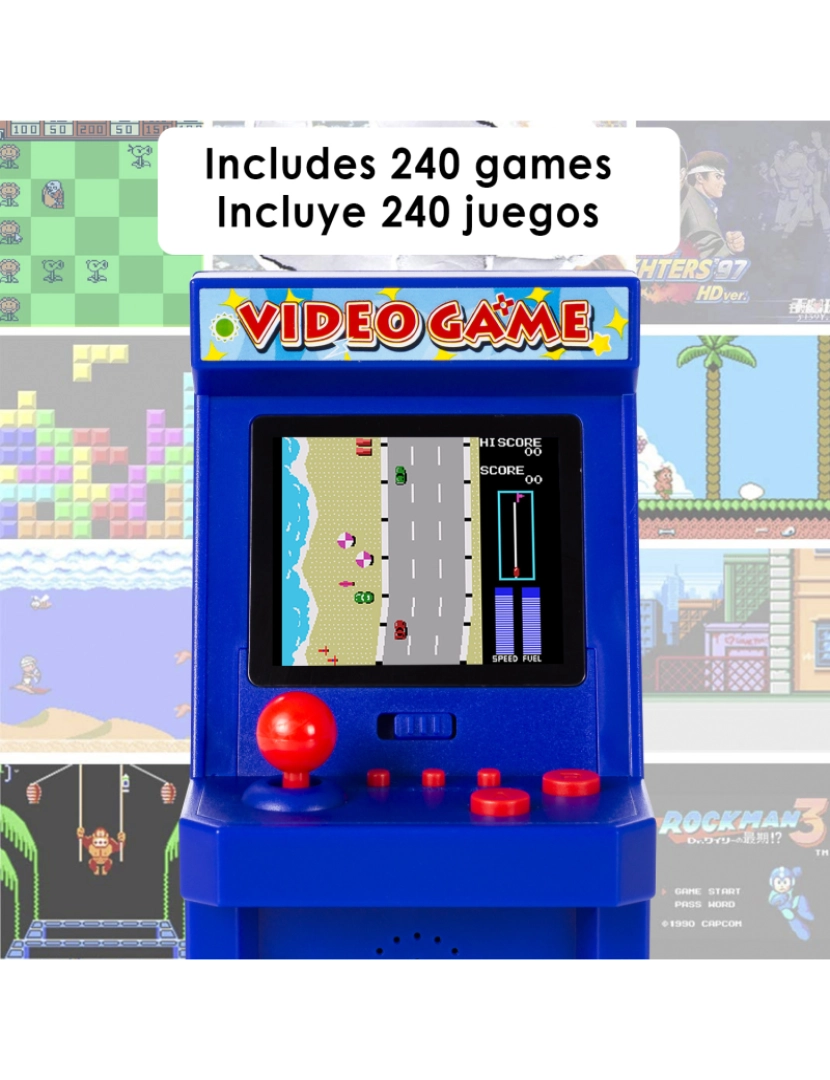 imagem de DAM. Console de arcade, mini máquina de fliperama portátil, com 240 jogos. 2.2 Tela LCD.2