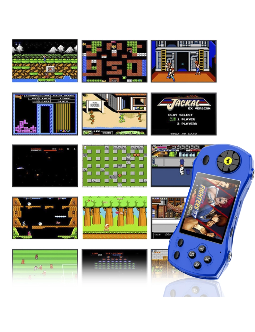 imagem de DAM. Console de videogame F1 em forma de carro, com tela de 2,8 e 620 jogos de 8 bits incluídos.5