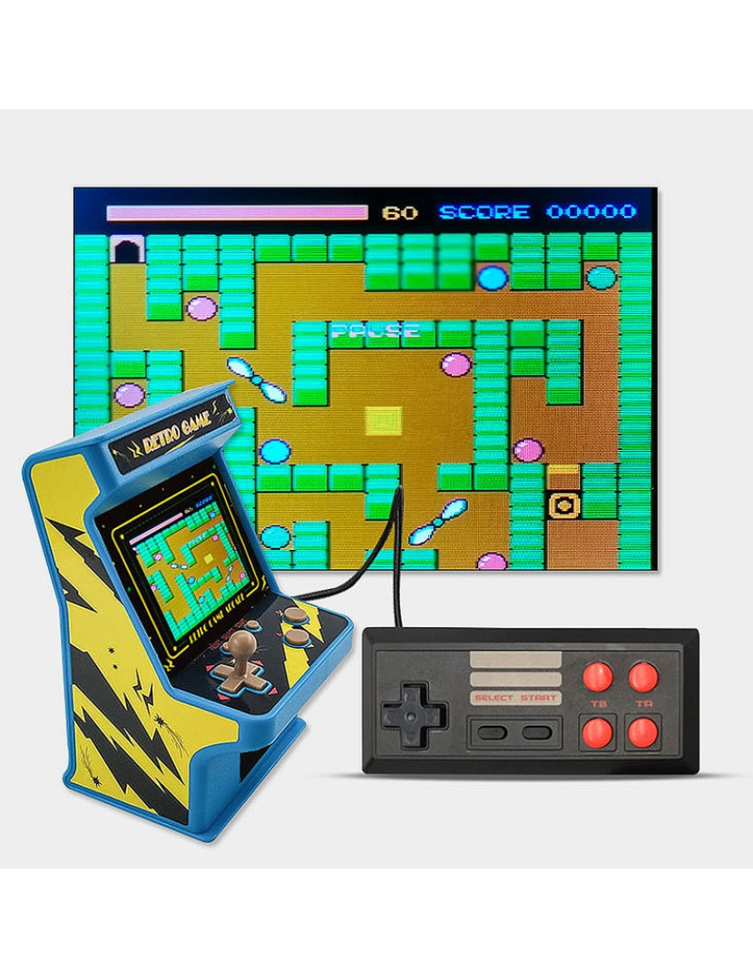 imagem de DAM. Arcade console GC18 mini máquina de arcade, portátil com 256 jogos. Tela LCD de 2,8.5