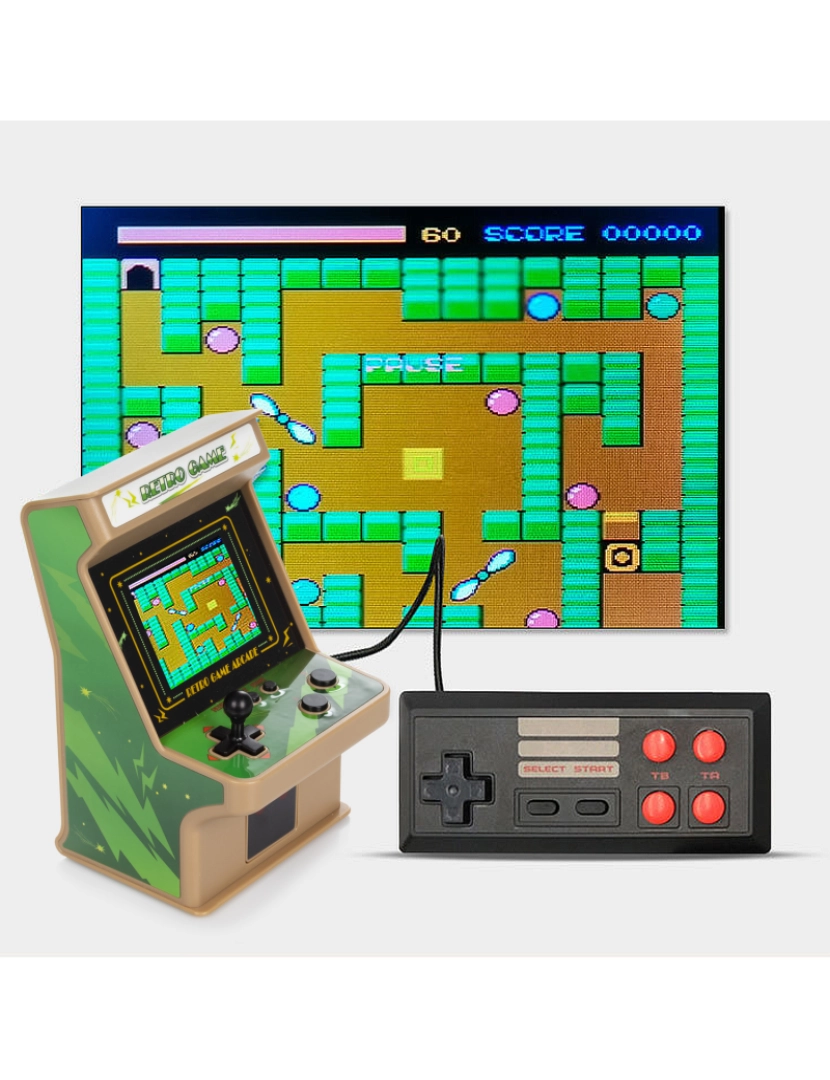 imagem de DAM. Arcade console GC18 mini máquina de arcade, portátil com 256 jogos. Tela LCD de 2,8.4