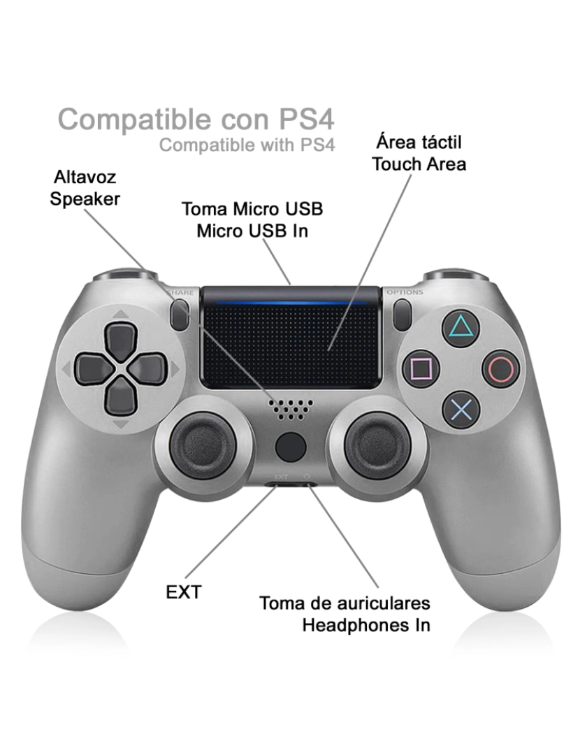 imagem de DAM. Controle sem fio com vibração compatível com PS4. Funções completas.3