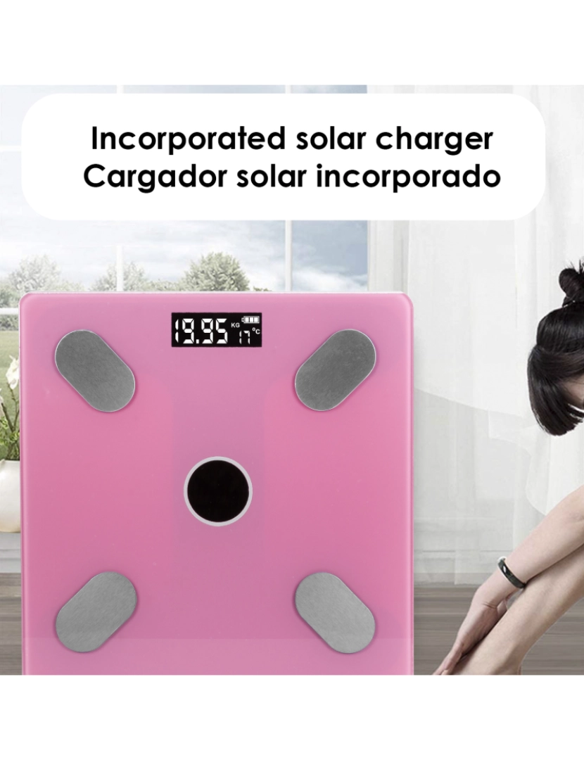 imagem de DAM. Balança solar inteligente Bluetooth com termômetro. Aplicativo de controle e cadastro para iOS e Android.3