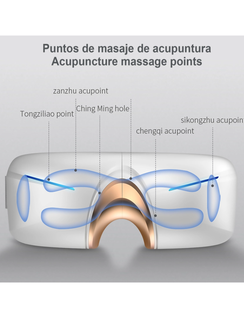 imagem de DAM. Massageador ocular com 5 modos: proteção ocular, vibração, descompressão, repouso e livre. Reprodução de música Bluetooth.4