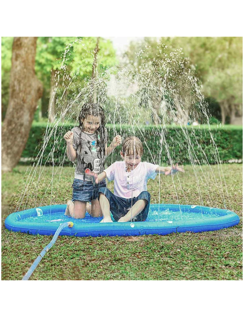 imagem de DAM. Splashpad. Brinquedo inflável com aspersor de água para brincar. 170cm de diâmetro. Projete animais marinhos e alfabeto.2