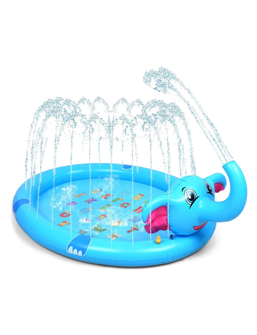 imagem de DAM. Splashpad. Brinquedo inflável e aspersor de água, jogo divertido para crianças. 200cm. Projeto do elefante com um tronco de aspersão.1