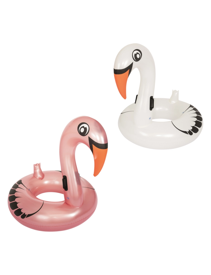 DAM - DAM. Anel inflável Bestway Flamingo flutua 165x117 cm. Diversos modelos em branco e rosa.