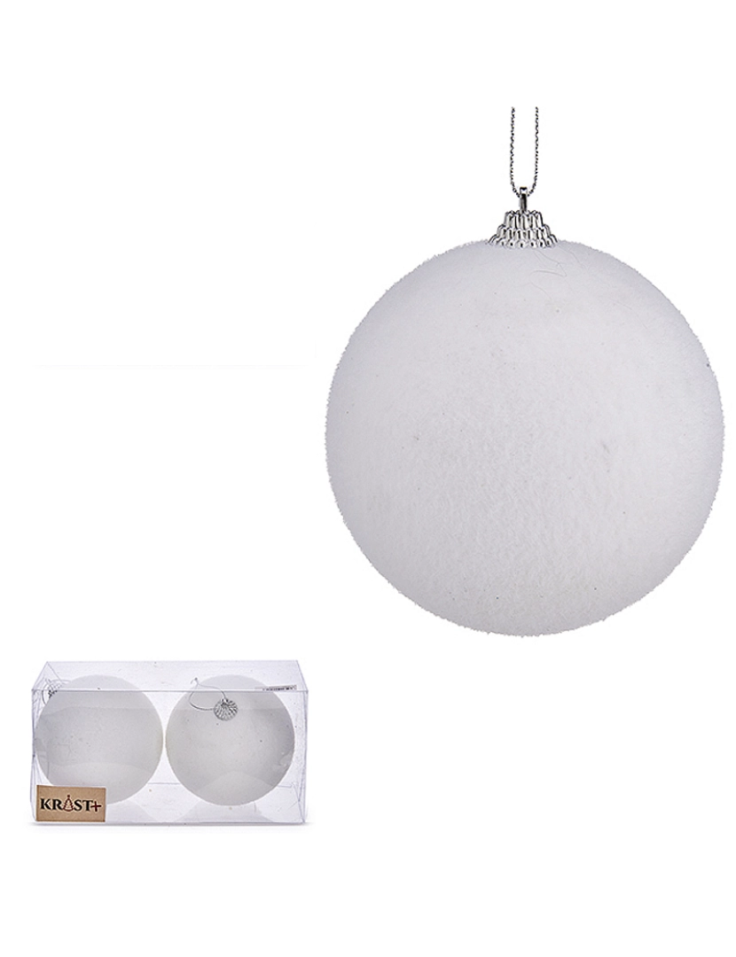 imagem de DAM. Pack de duas bolas de Natal brancas de 10 cms.1