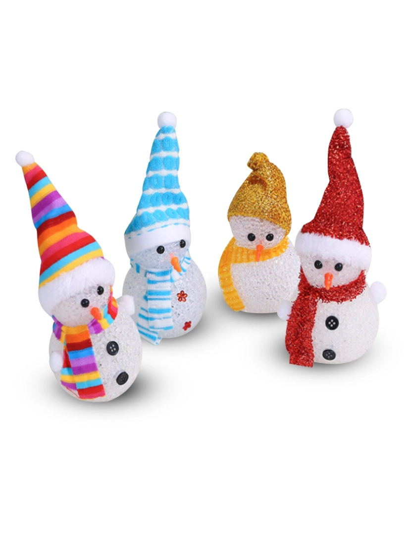 DAM - DAM. Conjunto de quatro pingentes de desenho de boneco de neve com luzes LED.