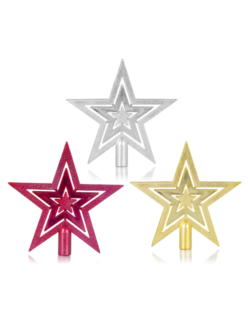 imagem de DAM. Desenho de estrela de Natal Topper com purpurina. 3 cores aleatórias.1