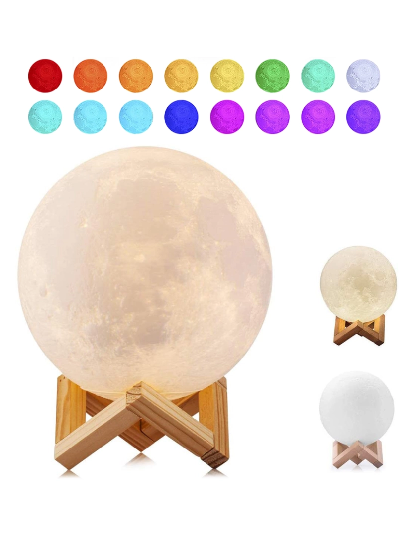 DAM - DAM. Lâmpada lunar multicolor Moon Light com controle remoto e modos de iluminação 15cms.