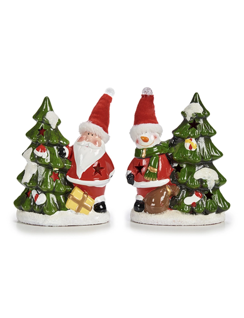 DAM - DAM. Pack de 2 figuras de Pai Natal e boneco de neve com arvorezinha.