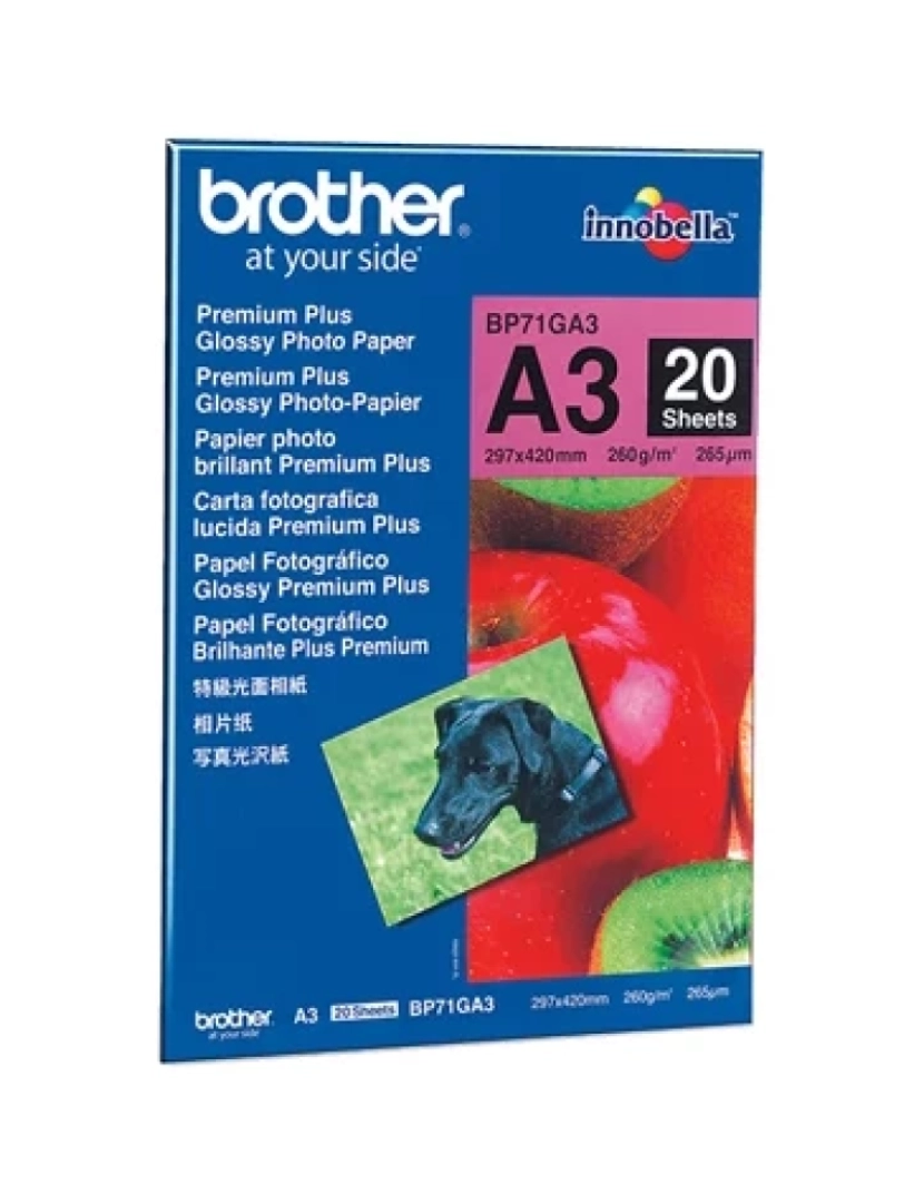 Brother - Papel de Impressão Brother > Fotográfico A3 Azul, Vermelho Brilho - BP71GA3
