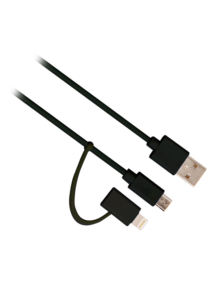 Ewent - Cabo USB Ewent > 1 M 2.0 A MICRO-USB B/lightning Preto - EW9909