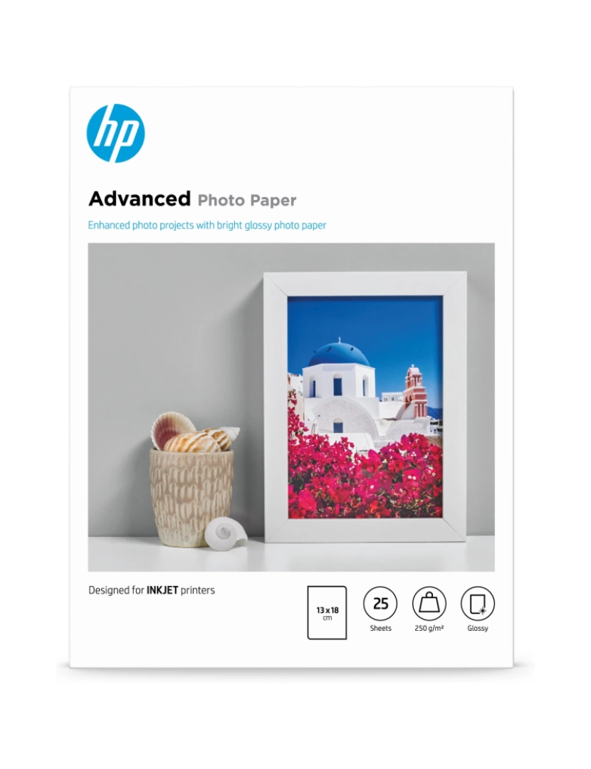 HP - Papel de Impressão HP > Fotográfico Advanced Brilhante 25 FOLHAS/13 X 18 CM SEM Margens - Q8696A