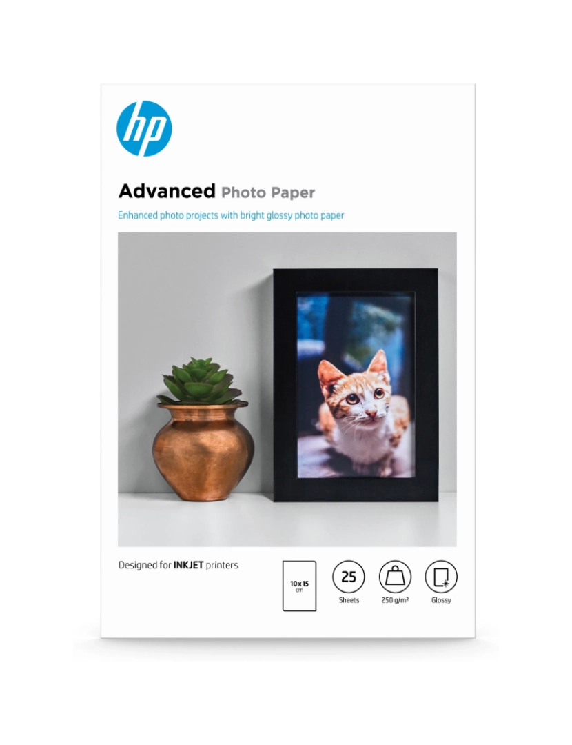 HP - Papel de Impressão HP > Fotografia Advanced Brilhante, 250 G/M2, 10 X 15 CM (101 X 152 Mm), 25 Folhas - Q8691A