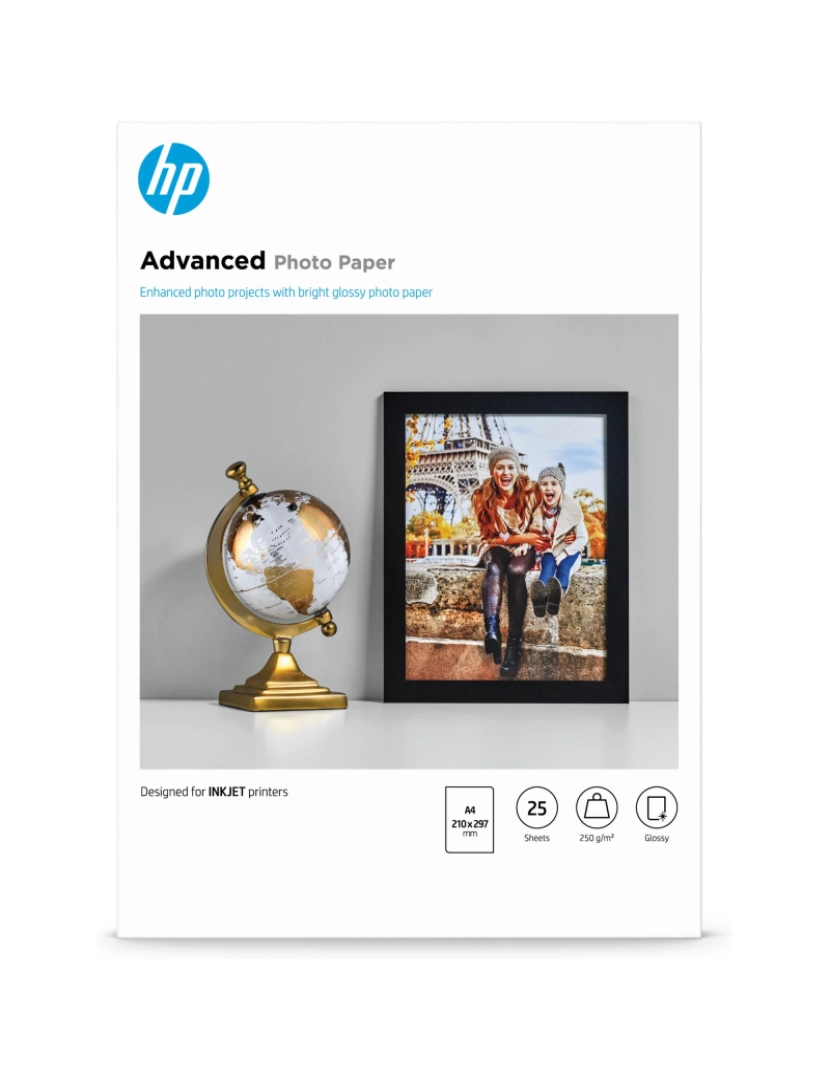 HP - Papel de Impressão HP > Advanced Para Fotografia, Lustroso, -25 FOLHAS/A4/210 X 297 MM - Q5456A