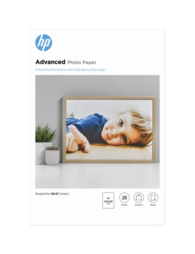 HP - Papel de Impressão HP > Advanced Photo Paper, Glossy, 250 G/M2, A3 (297 X 420 Mm), 20 Sheets - Q8697A