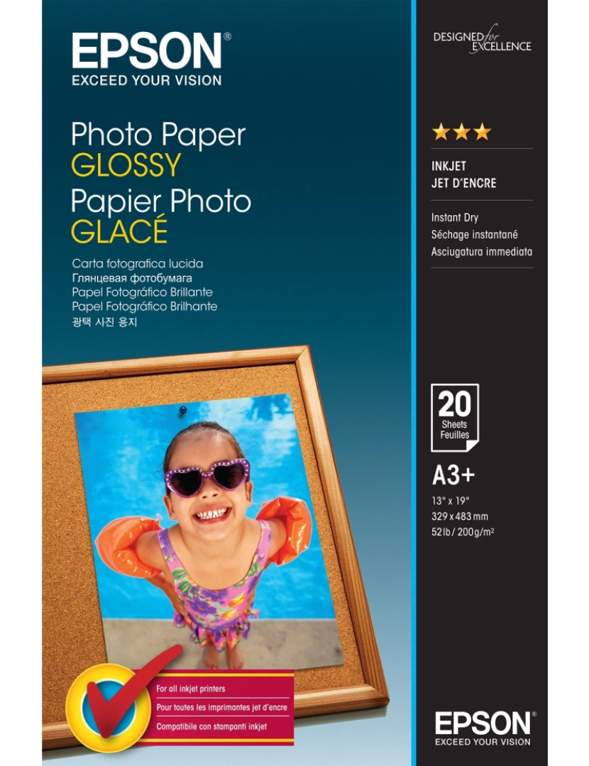 Epson - Papel de Impressão Epson > Photo Paper Glossy Fotográfico A3+ Brilho - C13S042535