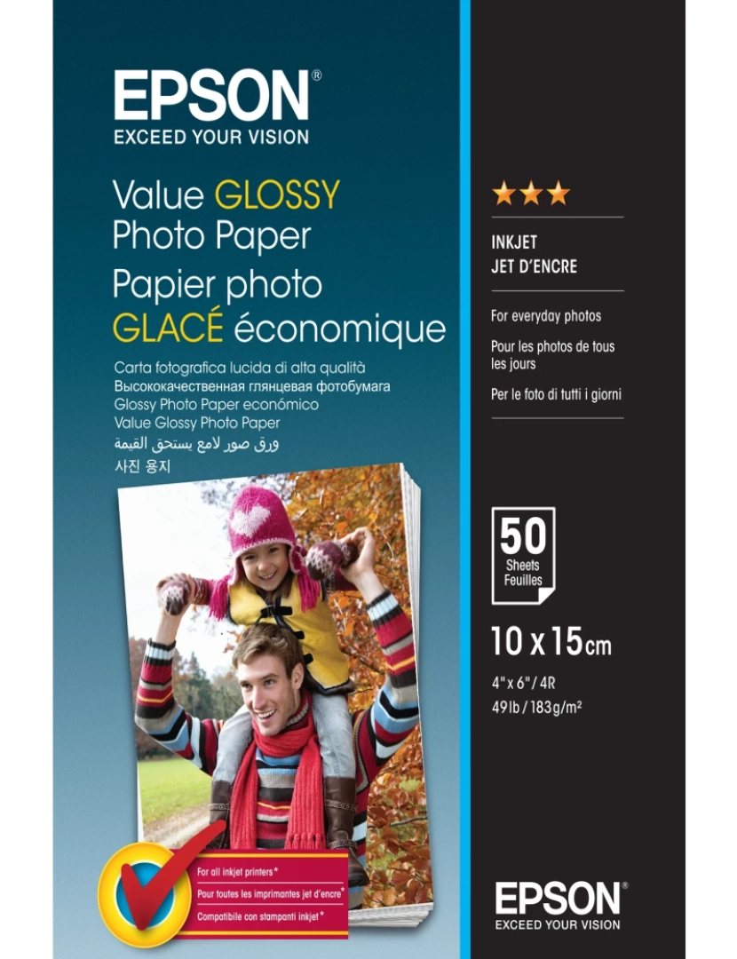 Epson - Papel de Impressão Epson > Value Glossy Photo Paper Fotográfico Brilho - C13S400038